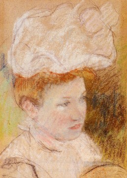Mary Cassatt Painting - Leontine in a Pink Fluffy Hat mothers children Mary Cassatt